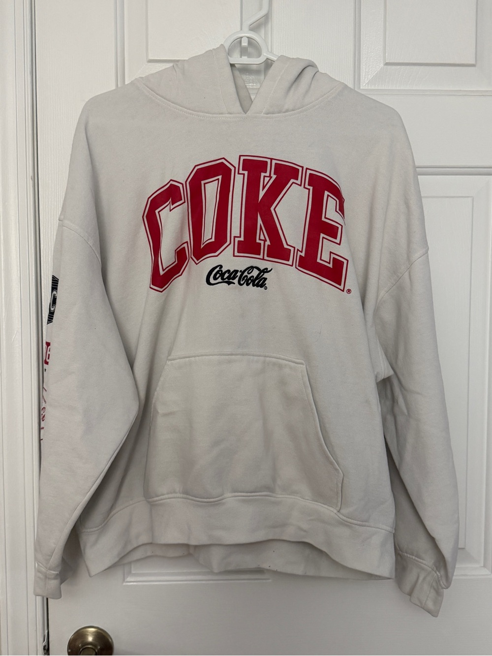 H&M Coca-Cola White 'COKE' Graphic Hoodie